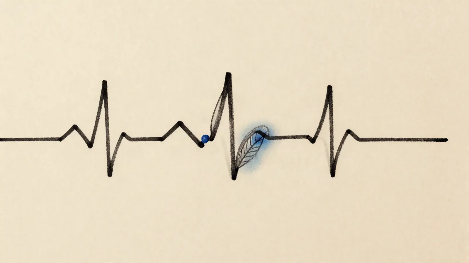 A restrained hand-drawn rhythm line on warm paper.